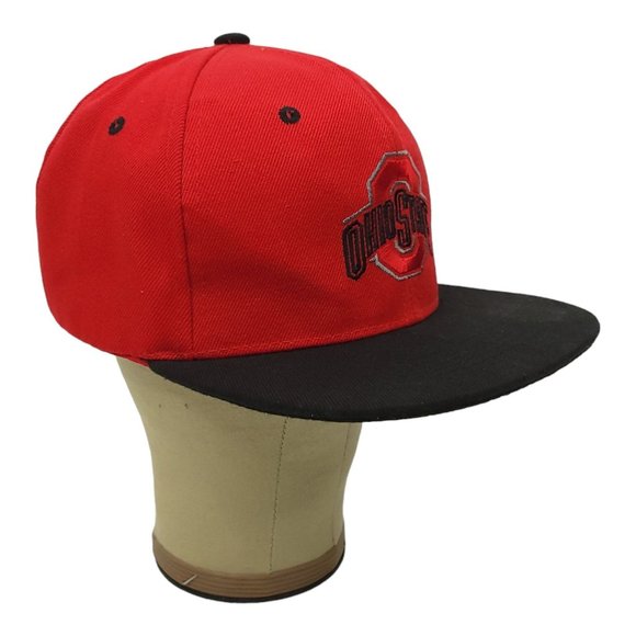 Ohio State Embroidered Logo Buckeyes Flat Short Brim Snapback Cap Baseball Hat - Picture 3 of 13